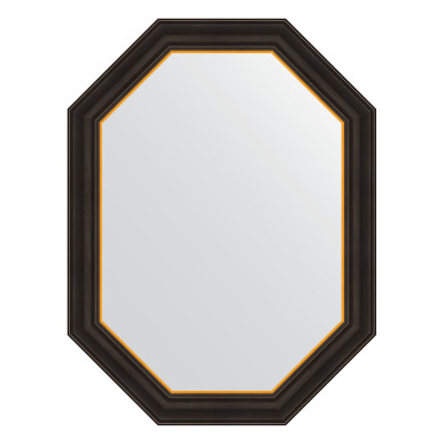 Зеркало в багетной раме - черное дерево с золотом 63х83см Evoform Octagon BY 7287