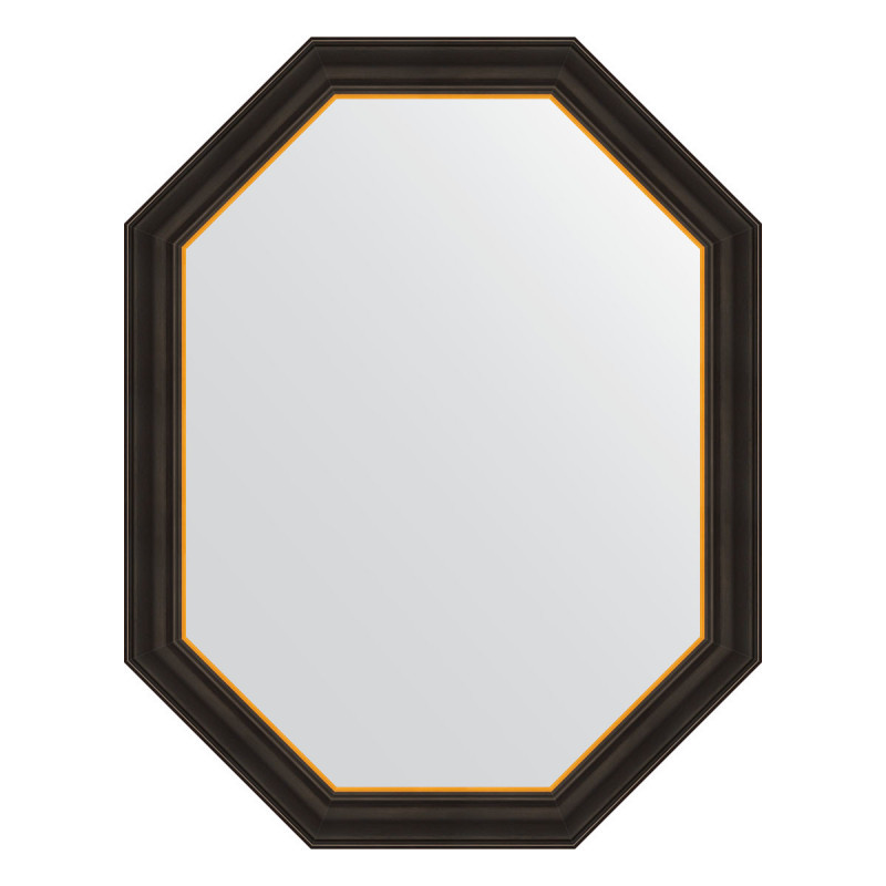 Зеркало в багетной раме - черное дерево с золотом 73х93см Evoform Octagon BY 7288