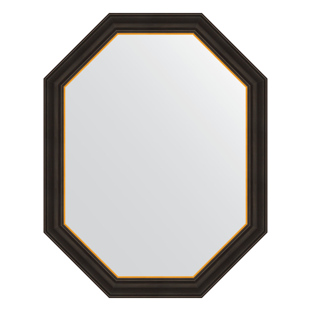 Зеркало в багетной раме - черное дерево с золотом 73х93см Evoform Octagon BY 7288