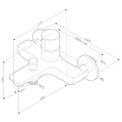 Смеситель для ванны и душа нажимной черный Am.pm X-Joy F85A10522