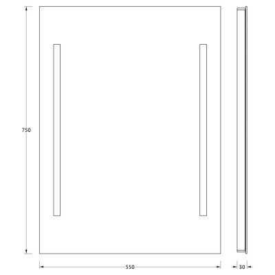 Зеркало с двумя встроенными LED светильниками 10,5W 55х75см Evoform Ledline BY 2114