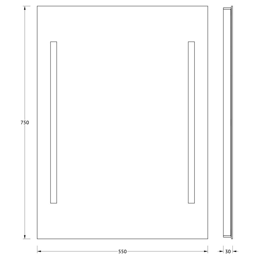 Зеркало с двумя встроенными LED светильниками 10,5W 55х75см Evoform Ledline BY 2114