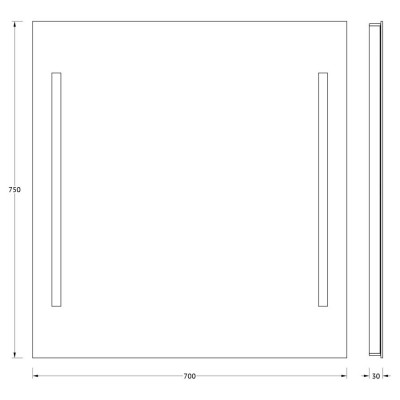 Зеркало с двумя встроенными LED светильниками 10,5W 70х75см Evoform Ledline BY 2116