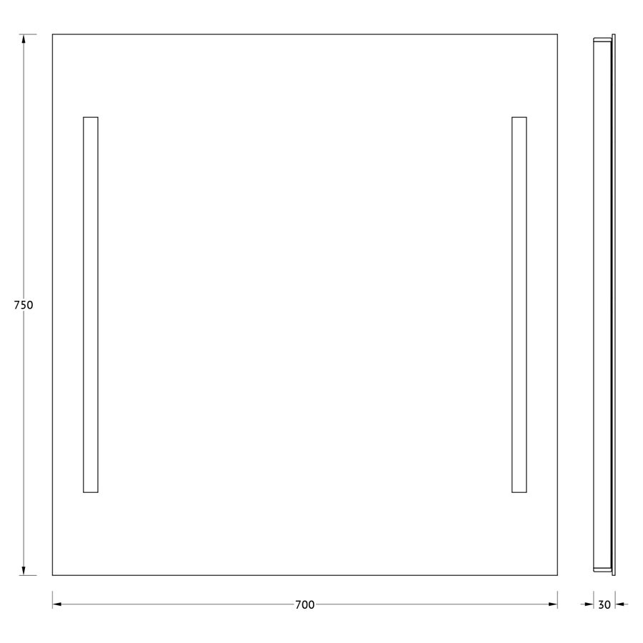 Зеркало с двумя встроенными LED светильниками 10,5W 70х75см Evoform Ledline BY 2116