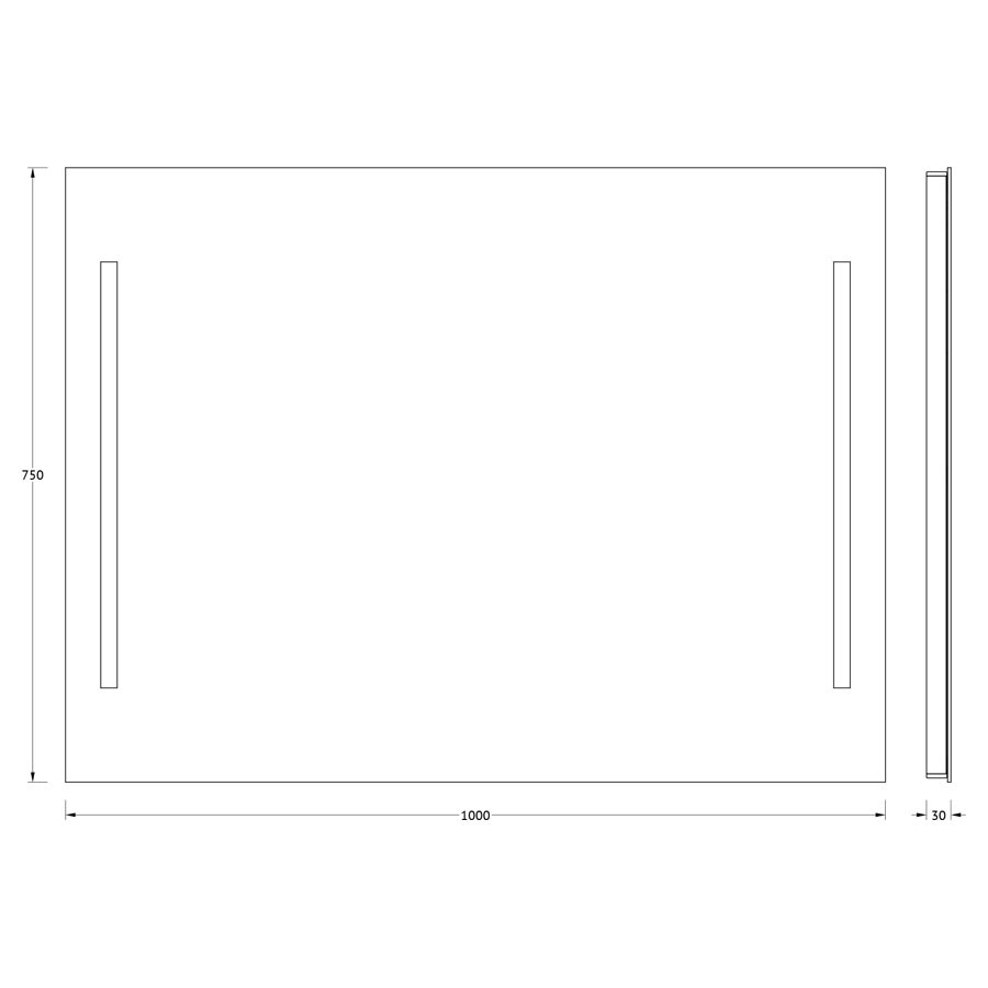 Зеркало с двумя встроенными LED светильниками 10,5W 100х75см Evoform Ledline BY 2119