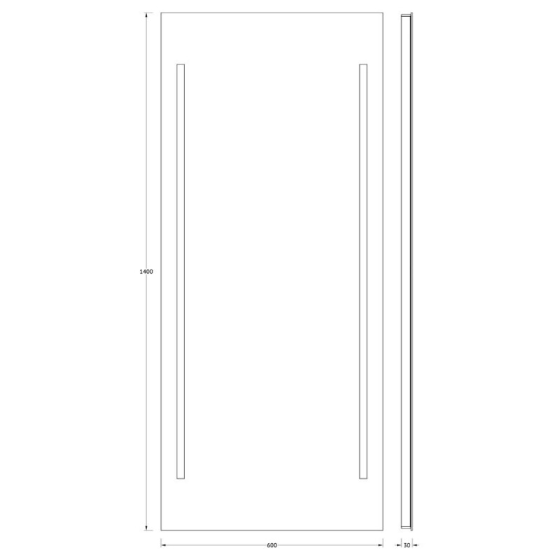 Зеркало с двумя встроенными LED светильниками 14,5W 60х140см Evoform Ledline BY 2125