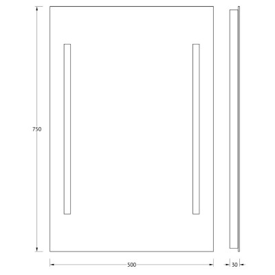 Зеркало с двумя встроенными LUM светильниками 40W 50х75см Evoform Ledline BY 2013