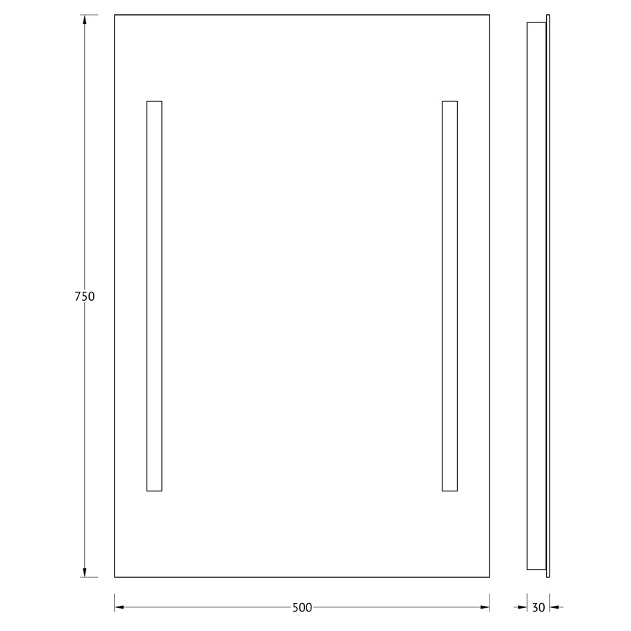 Зеркало с двумя встроенными LUM светильниками 40W 50х75см Evoform Ledline BY 2013