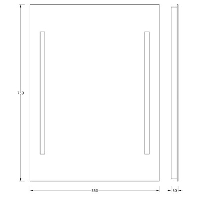 Зеркало с двумя встроенными LUM светильниками 40W 55х75см Evoform Lumline BY 2014