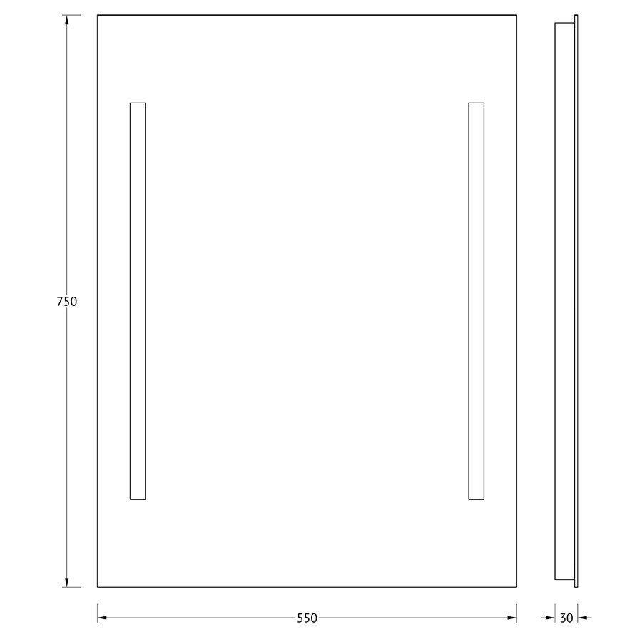 Зеркало с двумя встроенными LUM светильниками 40W 55х75см Evoform Lumline BY 2014