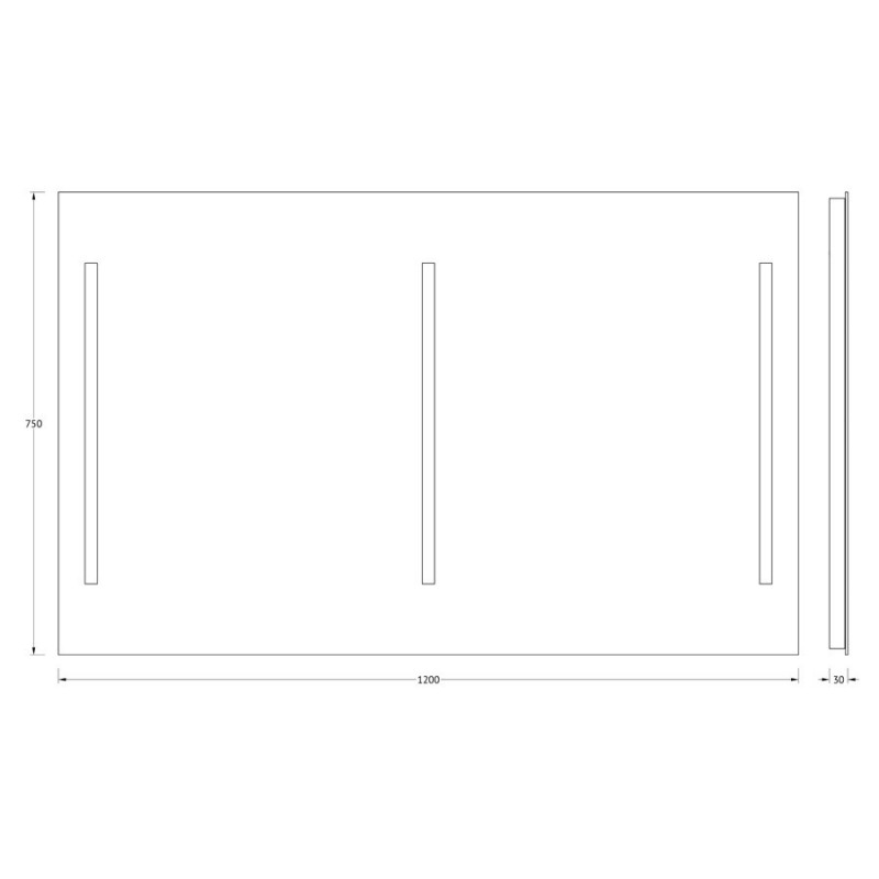 Зеркало с тремя встроенными LED светильниками 16W 120х75см Evoform Ledline BY 2121