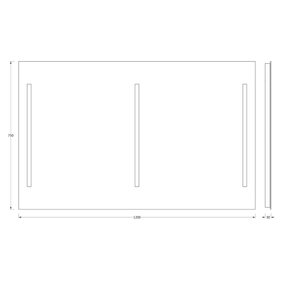 Зеркало с тремя встроенными LED светильниками 60W 120х75см Evoform Ledline BY 2121