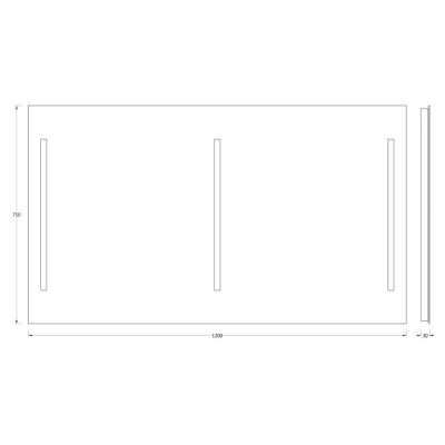 Зеркало с тремя встроенными LED светильниками 60W 130х75см Evoform Ledline BY 2022