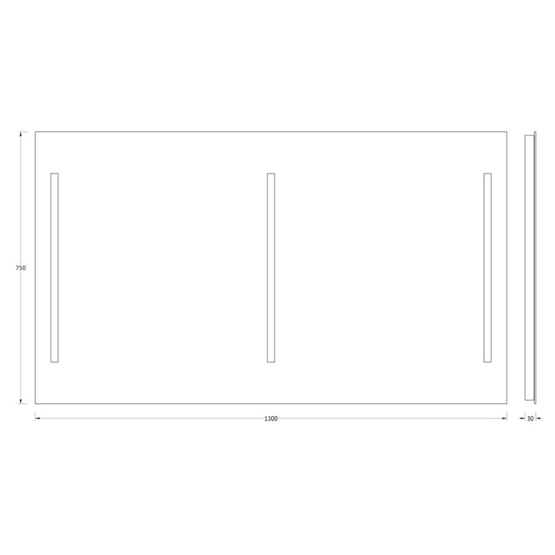 Зеркало с тремя встроенными LED светильниками 60W 130х75см Evoform Ledline BY 2022