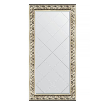 Зеркало в багетной раме с гравировкой - барокко серебро 80х163см Evoform Exclusive-G BY 4295