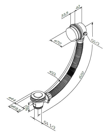 Слив-перелив для ванны полуавтомат черный Am.pm Gem W90A-000-OflB