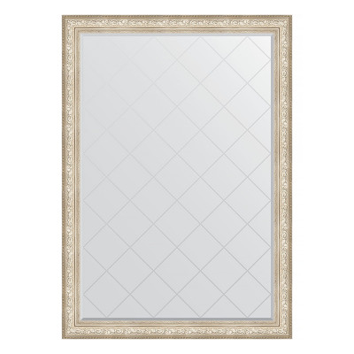 Зеркало в багетной раме с гравировкой - виньетка серебро 136х191см Evoform Exclusive-G BY 4512