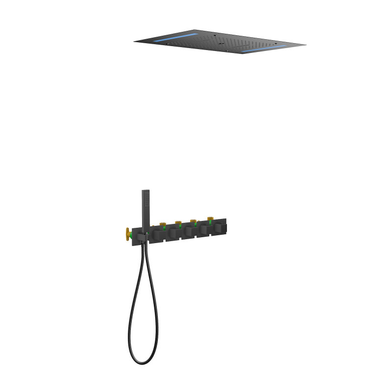 Душевая система встроенная с термостатом Timo Petruma SX-5229/03SM с LED подсветкой, черный