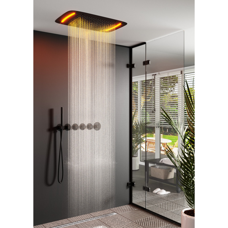 Душевая система встроенная с термостатом Timo Saona SX-2319/03SM с LED подсветкой, Черный
