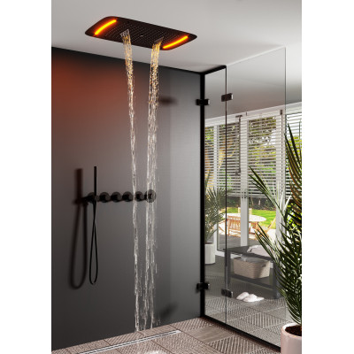 Душевая система встроенная с термостатом Timo Saona SX-2319/03SM с LED подсветкой, Черный