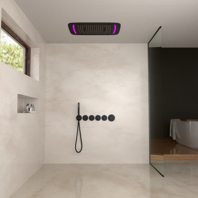 Душевая система встроенная с термостатом Timo Saona SX-2319/03SM с LED подсветкой, Черный