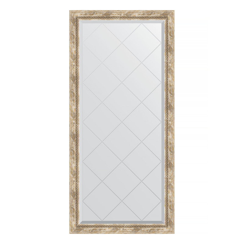 Зеркало в багетной раме с гравировкой - прованс с плетением 73х156см Evoform Exclusive-G BY 4263