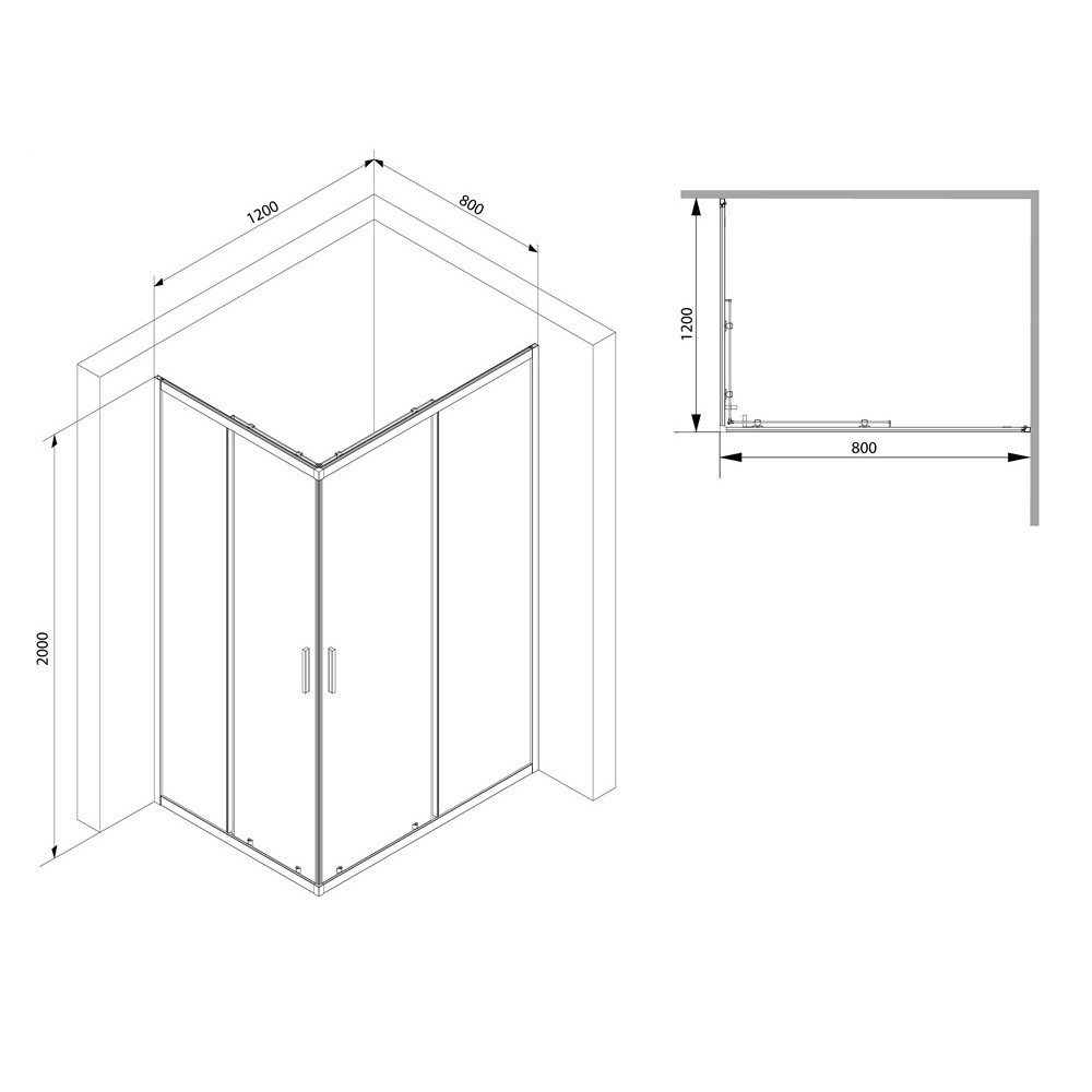 Душевой уголок черный 120x80см Am.pm Gem W93G-404-120280-BT