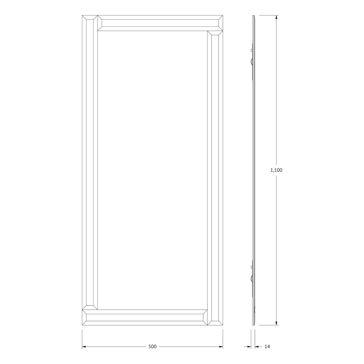 Зеркало с обрамлением графит - 50х110см Evoform Style BY 0828