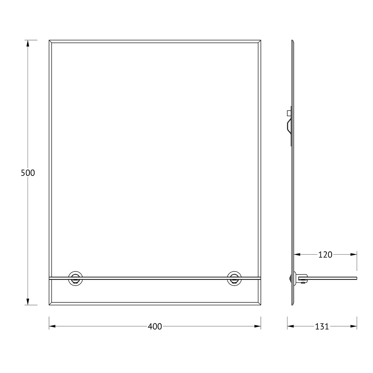 Зеркало с полочкой и фацетом 5мм 40x50см Evoform Attractive BY 0501