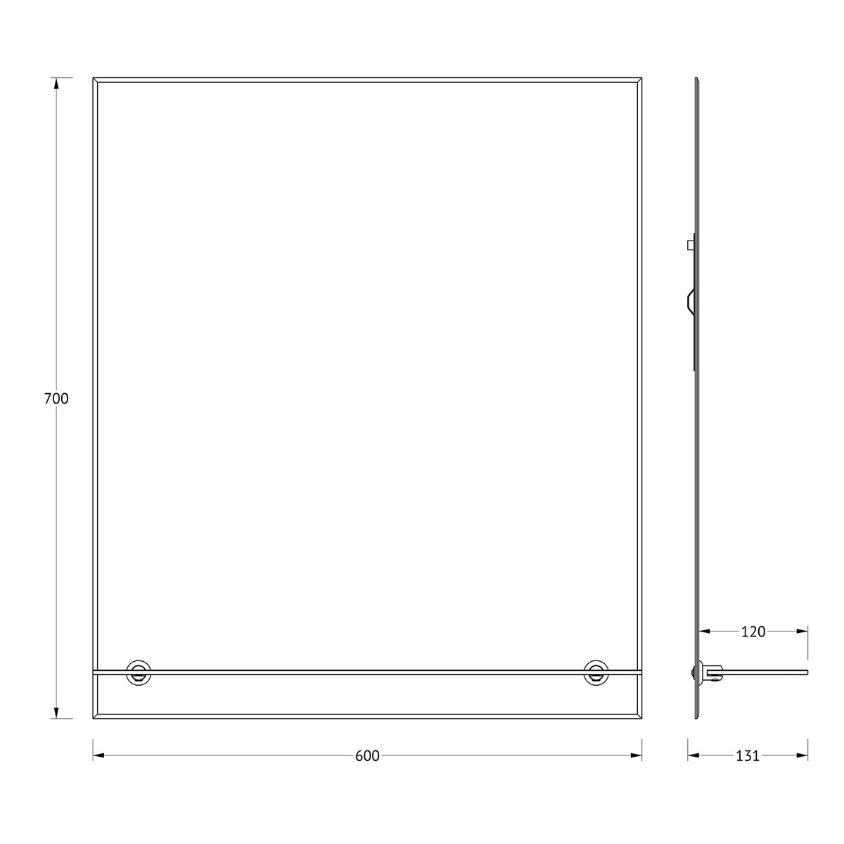 Зеркало с полочкой и фацетом 5мм 60x70см Evoform Attractive BY 0505