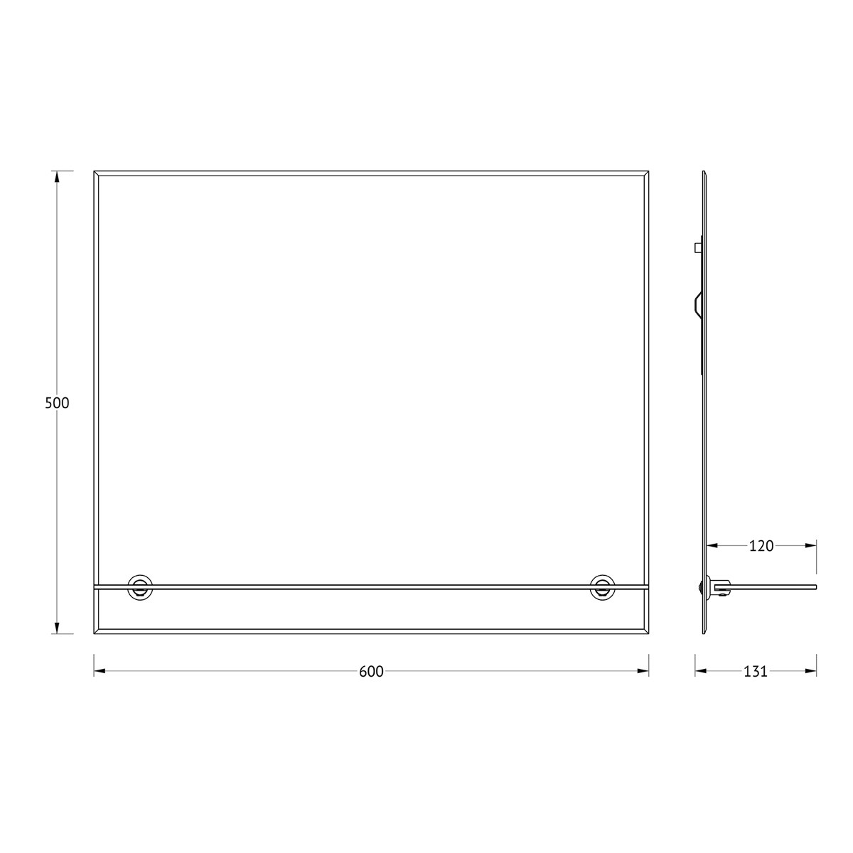 Зеркало с полочкой и фацетом 5мм 60x50см Evoform Attractive BY 0514