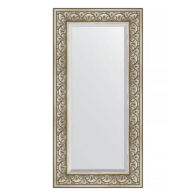 Зеркало с фацетом в багетной раме - барокко серебро 60х120см Evoform Exclusive BY 3502