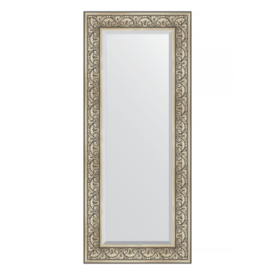 Зеркало с фацетом в багетной раме - барокко серебро 65х150см Evoform Exclusive BY 3554