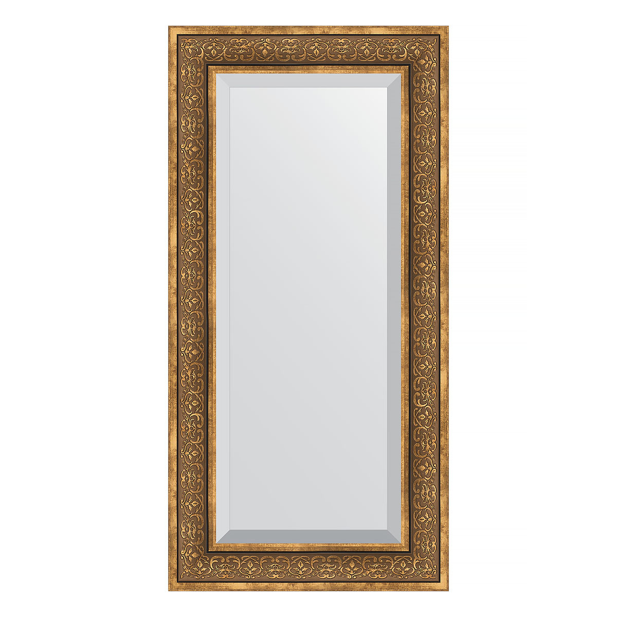Зеркало с фацетом в багетной раме - бронзовый вензель 59х119см Evoform Exclusive BY 3500