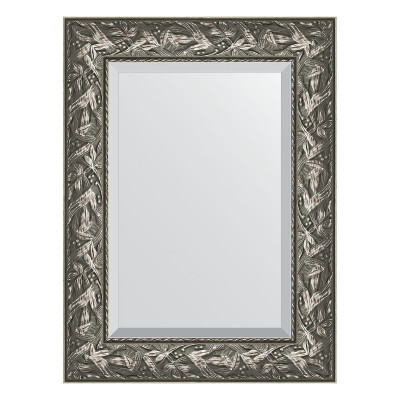 Зеркало с фацетом в багетной раме - византия серебро 59х79см Evoform Exclusive BY 3390