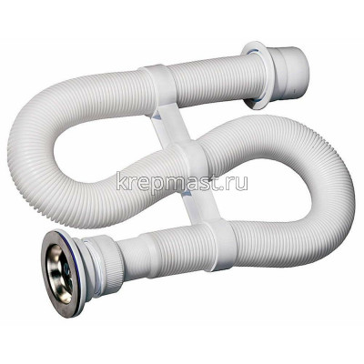 Сифон д/умывальника гофрир. 1 1/2"x40х50мм L-1м с нерж. решёткой Орио