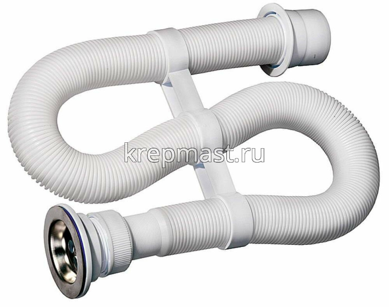 Сифон д/умывальника гофрир. 1 1/2"x40х50мм L-1м с нерж. решёткой Орио