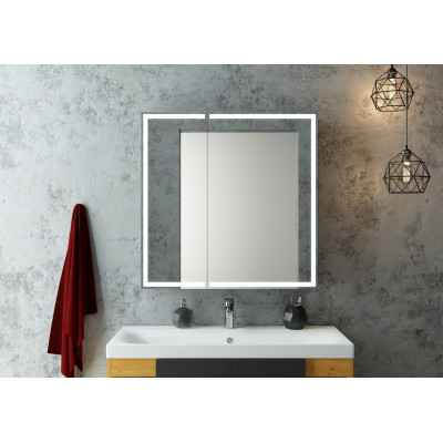 Зеркало-шкаф с подсветкой 80х80см Continent Mirror Box Black МВК052