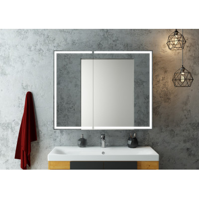 Зеркало-шкаф с подсветкой 100х80см Continent Mirror Box Black МВК051
