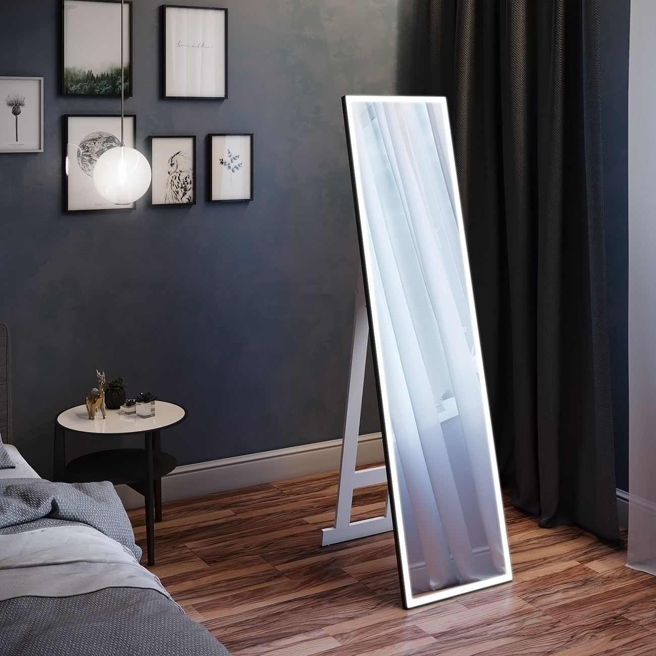 Зеркало с подсветкой напольное 45х175см Continent Tower Black Led ЗЛП1095