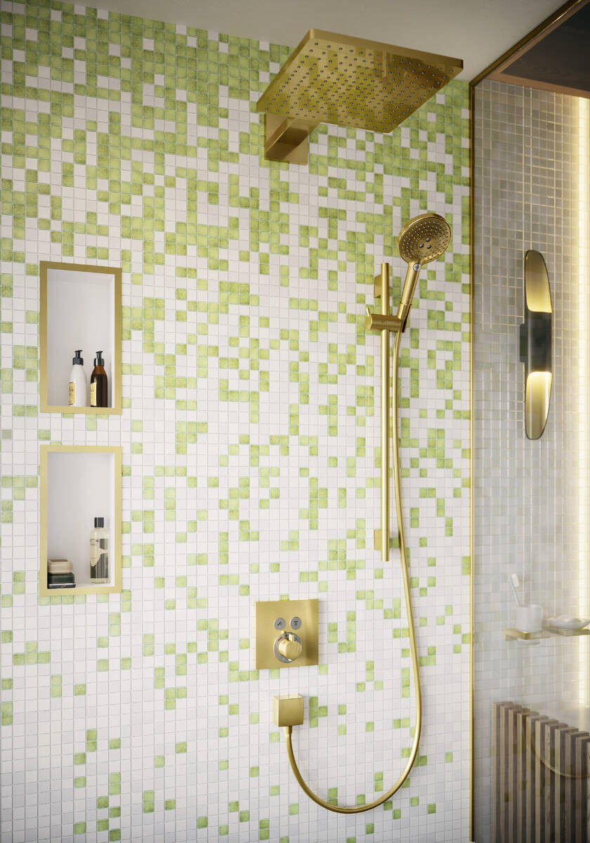 Термостат Hansgrohe ShowerSelect, скрытого монтажа, для 2 потребителей, полированное золото, 15763990