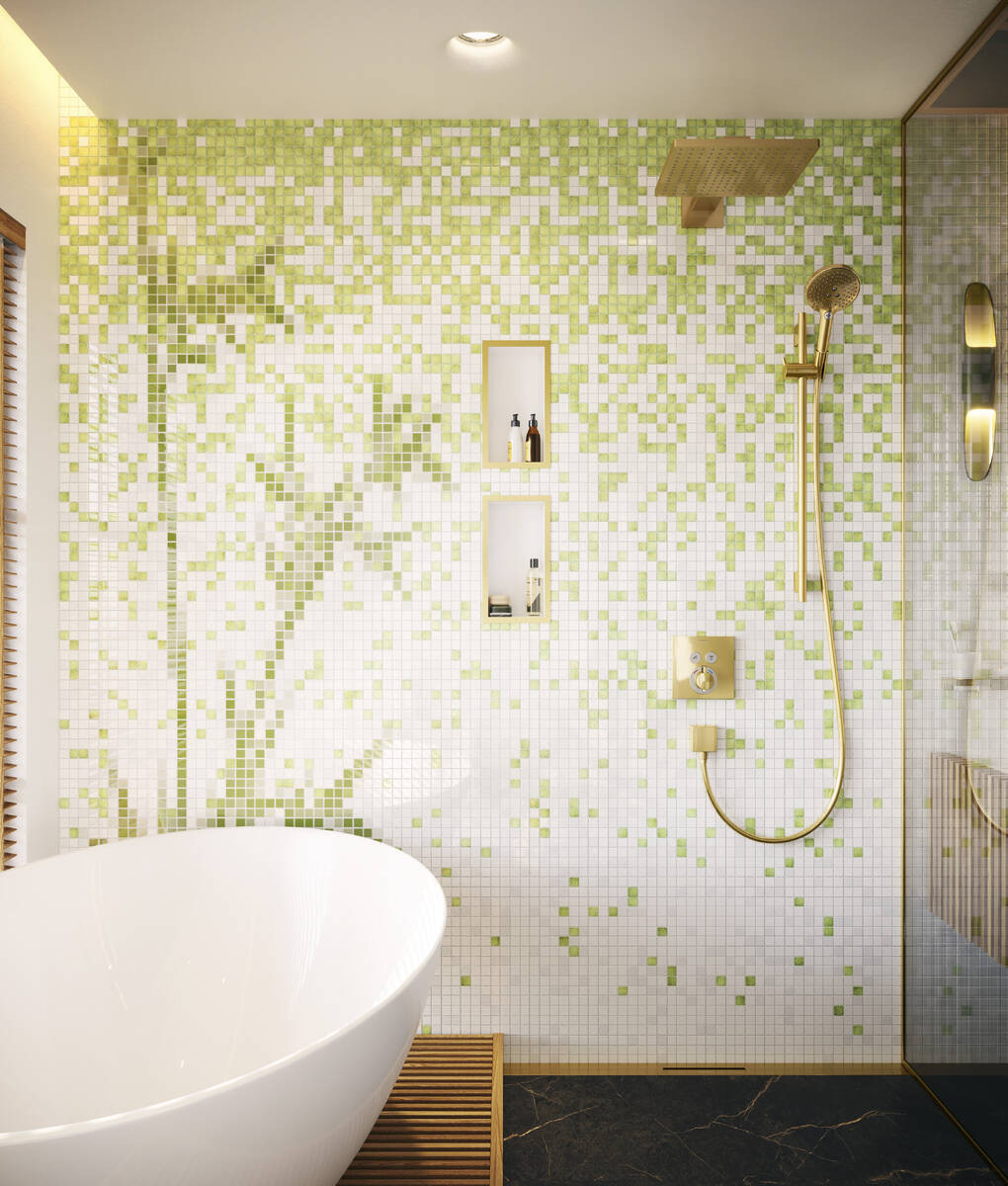 Термостат Hansgrohe ShowerSelect, скрытого монтажа, для 2 потребителей, полированное золото, 15763990