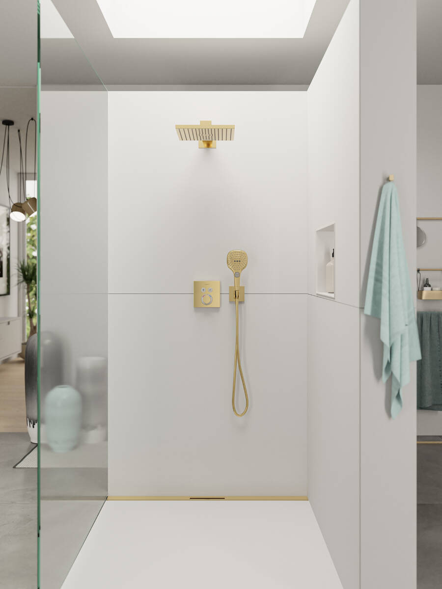 Термостат Hansgrohe ShowerSelect, скрытого монтажа, для 2 потребителей, полированное золото, 15763990