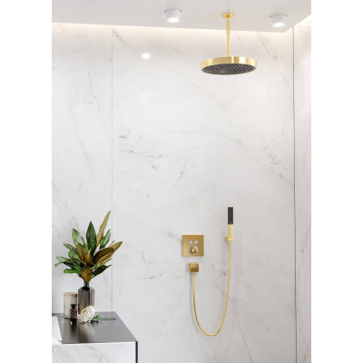 Термостат Hansgrohe ShowerSelect, скрытого монтажа, для 2 потребителей, полированное золото, 15763990