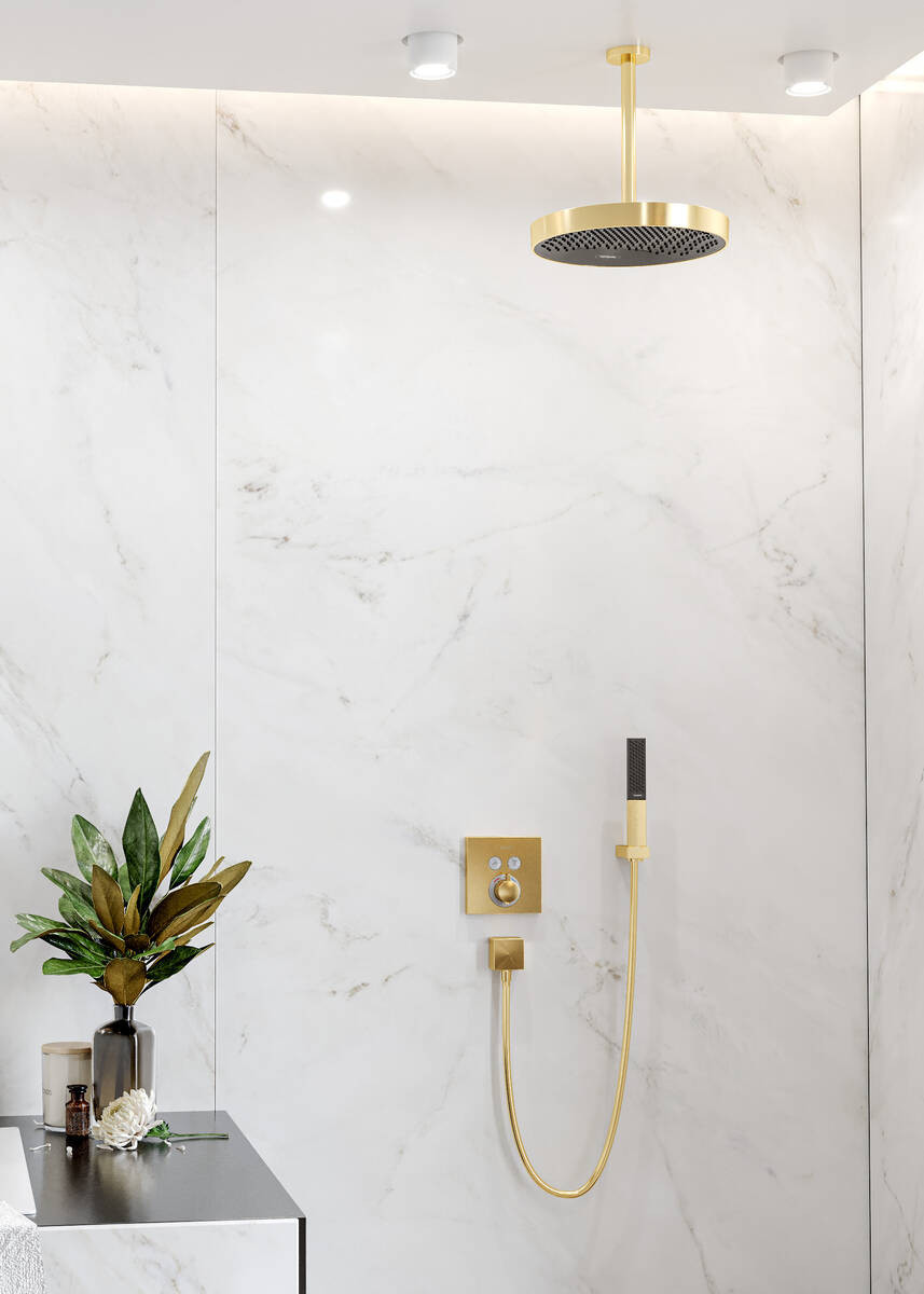 Термостат Hansgrohe ShowerSelect, скрытого монтажа, для 2 потребителей, полированное золото, 15763990