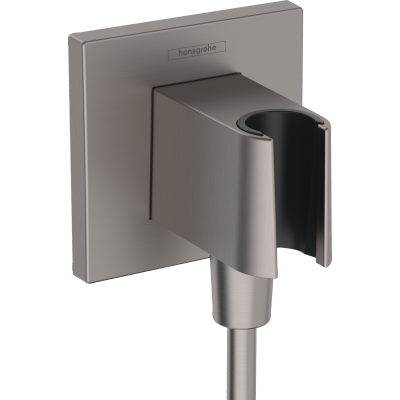 Шланговое соединение с держателем Hansgrohe Fixfit E, шлифованный черный хром, 26889340