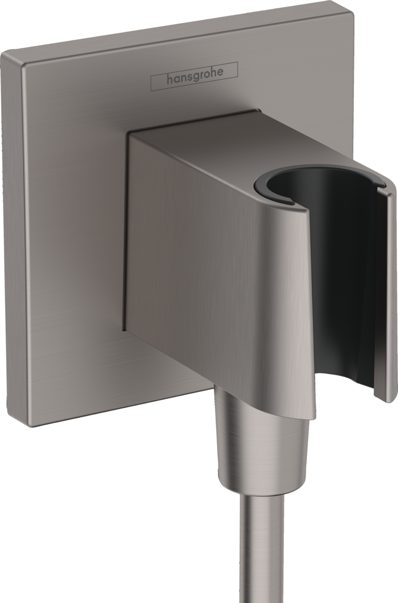 Шланговое соединение с держателем Hansgrohe Fixfit E, шлифованный черный хром, 26889340