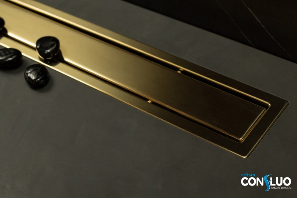 Душевой лоток Pestan Confluo Premium Line 950 GOLD, нержавеющая сталь золото глянцевое, под плитку, 13100167