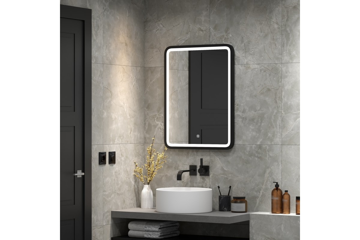 Зеркало с подсветкой 60x80см Relisan Alexandria Black Гл000026096