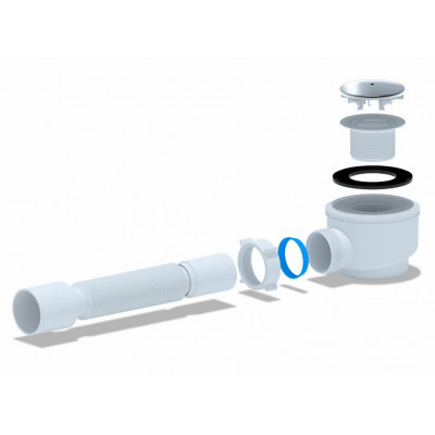 Сифон для поддона 1 1/2"x50 h74мм с гофрой 40х50 АНИ Пласт E415C
